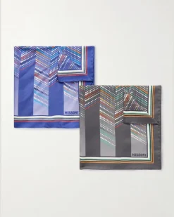 Set of Two Printed Silk-Voile Pocket Squares Multi