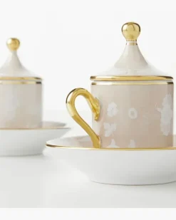 Set Oriente Italiano aus zwei Kaffeetassen und Untertassen Beige