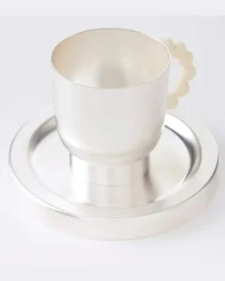Set Perlina aus Teetasse und Untertasse Silber