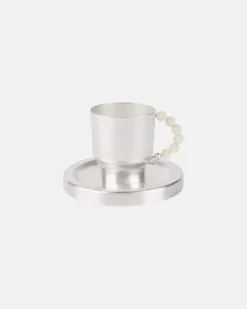Set Perlina aus Teetasse und Untertasse Silber
