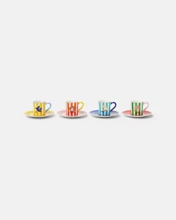 Set Playa aus vier Espressotassen aus Porzellan Multicolor