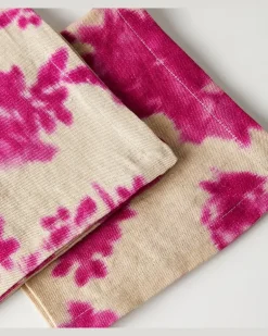 Set Plumeria aus zwei Servietten aus Leinen Rosa