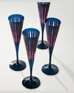 Set Prism aus vier Champagnerflöten Blau