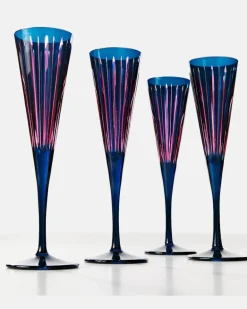 Set Prism aus vier Champagnerflöten Blau