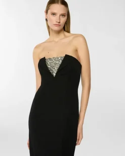 Sheath dress with crystal embroidery Black
