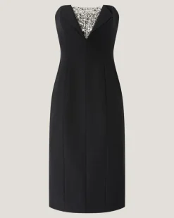 Sheath dress with crystal embroidery Black
