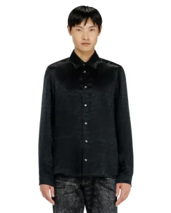 Shirt aus logo-jacquard-crinkled-satin - Hemden - Herren - Schwarz
