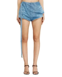 Shorts aus Satin-Denim - Kurze Hosen - Damen - Blau