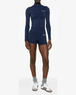 Signature Logo Sportoberteil mit kurzem Reißverschluss - Blau