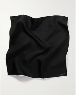 Silk-Twill Pocket Square Black