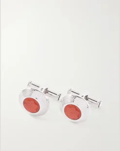 Silver Cufflinks Red