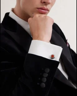 Silver Cufflinks Red