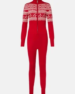 Ski-Overall aus Wolle Rot