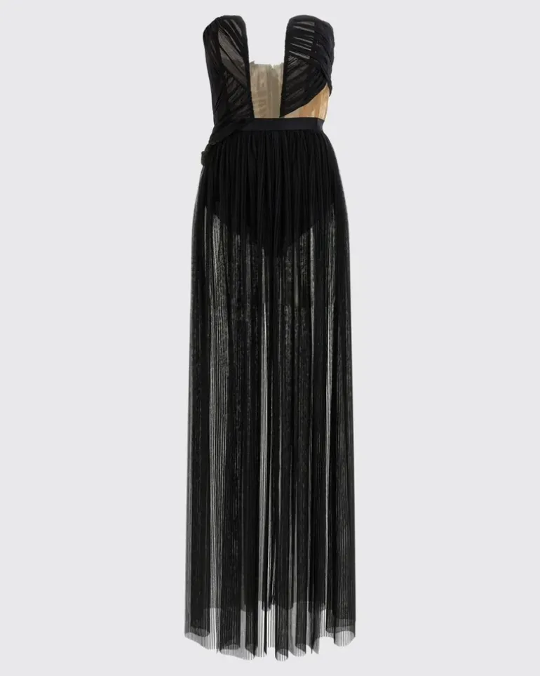 Skulpturales Tüllkleid Schwarz