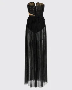 Skulpturales Tüllkleid Schwarz