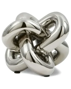 Skulptur mit poliertem Metallknoten - Silber