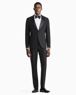 Slim-Fit-Smoking aus reiner Wolle mit halbem Canvas aus der Soho-Linie Schwarz