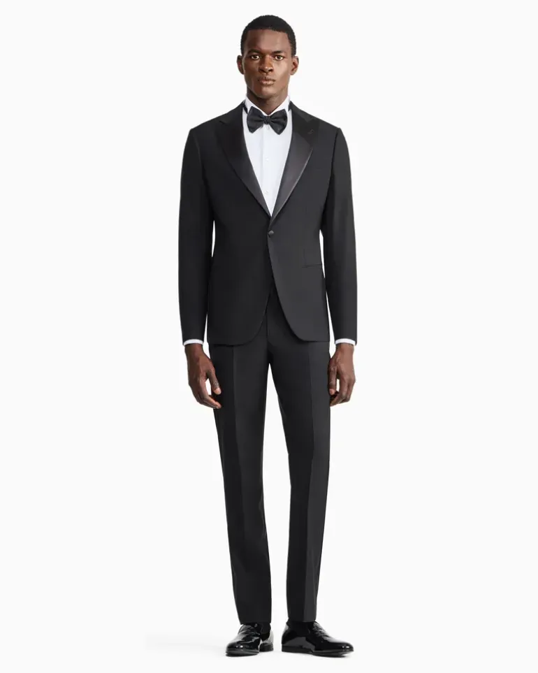 Slim-Fit-Smoking aus reiner Wolle mit halbem Canvas aus der Soho-Linie Schwarz