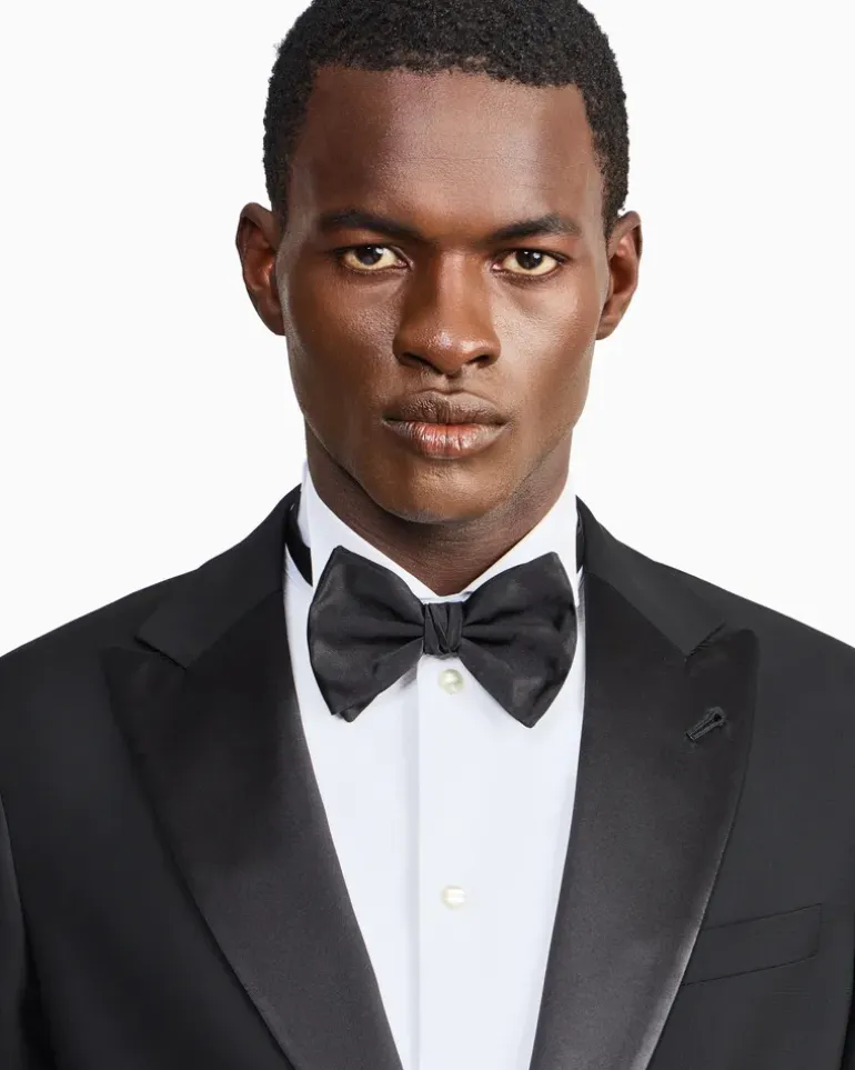 Slim-Fit-Smoking aus reiner Wolle mit halbem Canvas aus der Soho-Linie Schwarz
