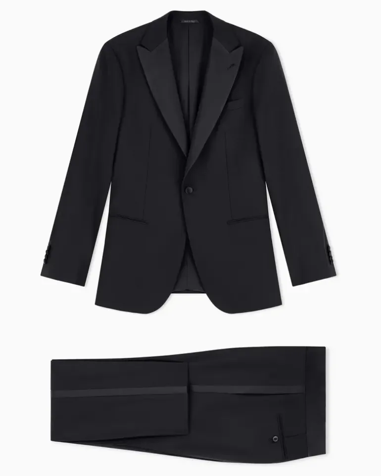 Slim-Fit-Smoking aus reiner Wolle mit halbem Canvas aus der Soho-Linie Schwarz