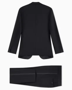 Slim-Fit-Smoking aus reiner Wolle mit halbem Canvas aus der Soho-Linie Schwarz