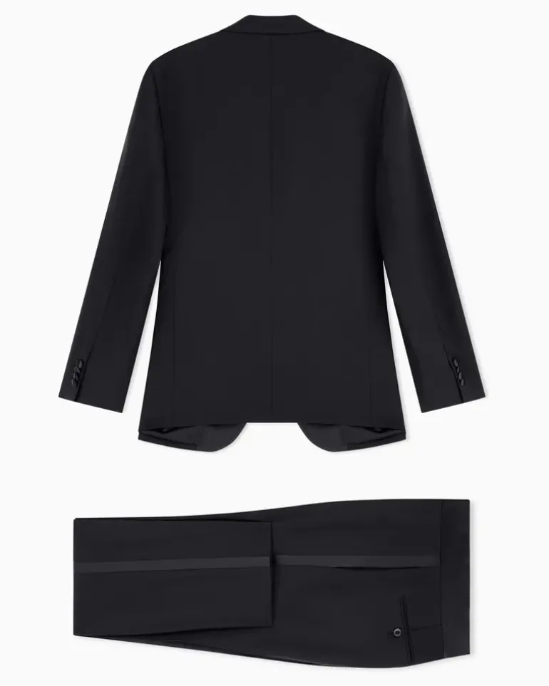 Slim-Fit-Smoking aus reiner Wolle mit halbem Canvas aus der Soho-Linie Schwarz