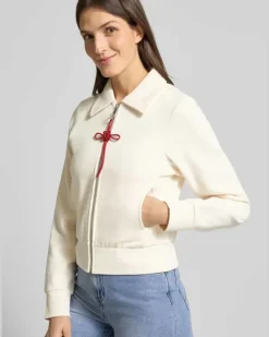 Slim Fit Sweatjacke aus reiner Baumwolle Modell 'EROICO Offwhite
