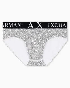 Slip aus Baumwolljersey mit Muster und elastischem Bund Weiß