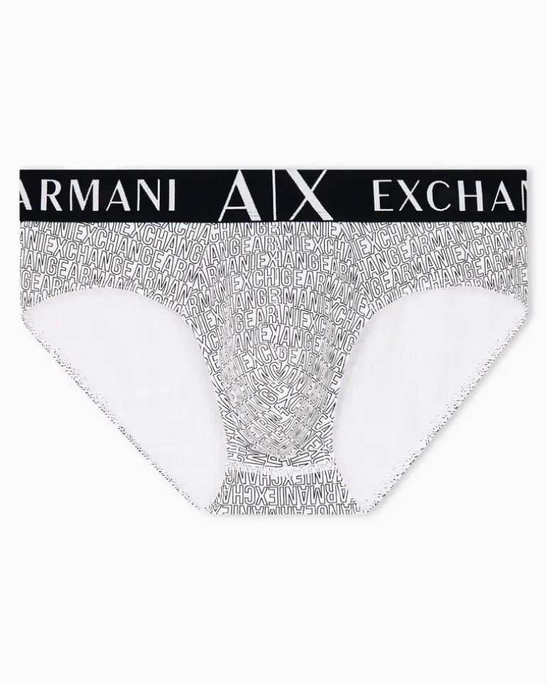 Slip aus Baumwolljersey mit Muster und elastischem Bund Weiß