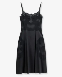 Slip Dress with Lace Details - - gender_Woman Black