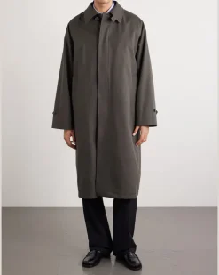 Slub Cotton-Twill Coat Brown