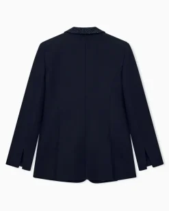 Smokingjacke aus Seidencady mit Strass am Revers Gemustert