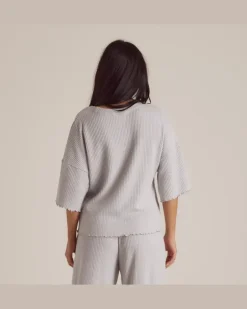 Soft Waffle Pyjama Oberteil - Eisgrau