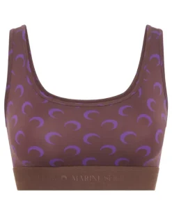 Sport-BH mit Mond-Print - Braun