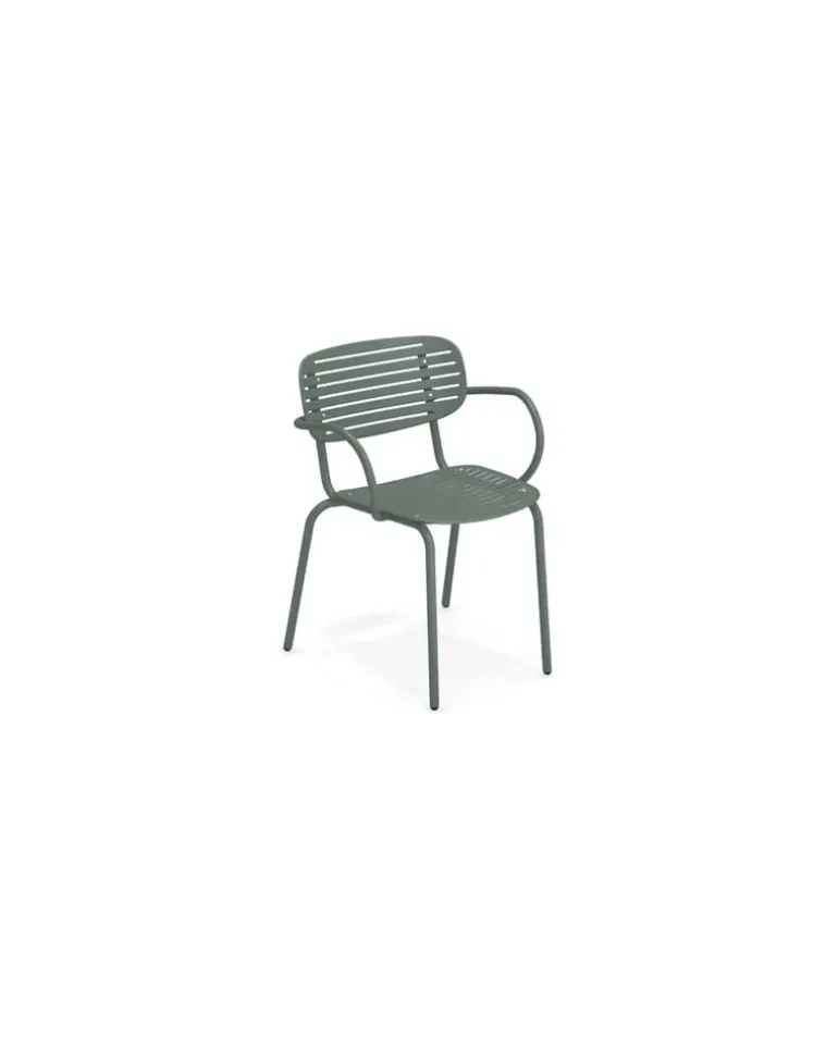 Stapelbarer Sessel Mom - Grün - gefirnister Stahl - Designer Florent Coirier