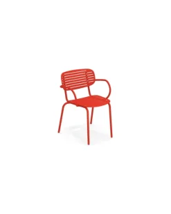 Stapelbarer Sessel Mom - Rot - gefirnister Stahl - Designer Florent Coirier