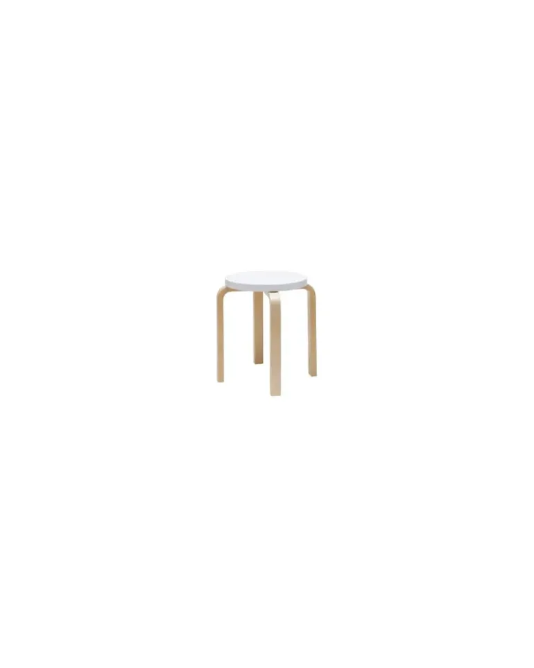 Stappelbarer Hocker L-leg - Weiß - Lackiertes Birkenfurnier - Designer Alvar Aalto