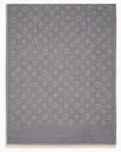 Stola aus Kaschmir in Jacquard-Stoff-Verarbeitung Blau
