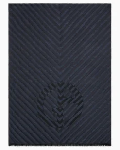 Stola aus Seide und Schurwolle in Jacquard-Verarbeitung Blau
