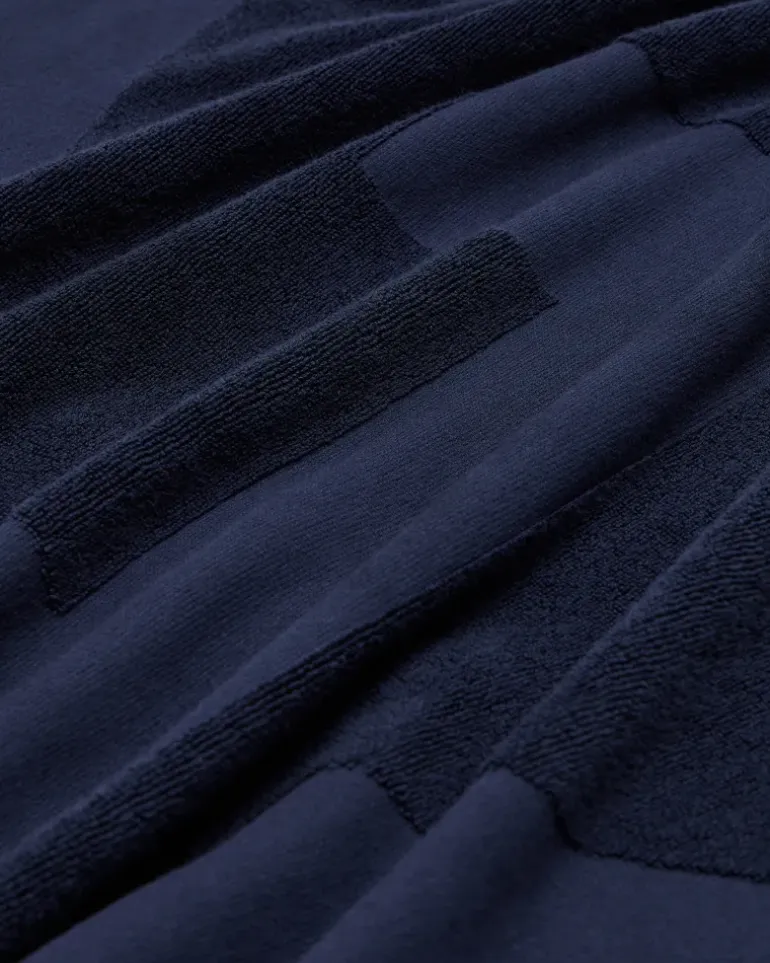 Strandtuch aus Baumwolle mit Jacquard-Logo Marineblau