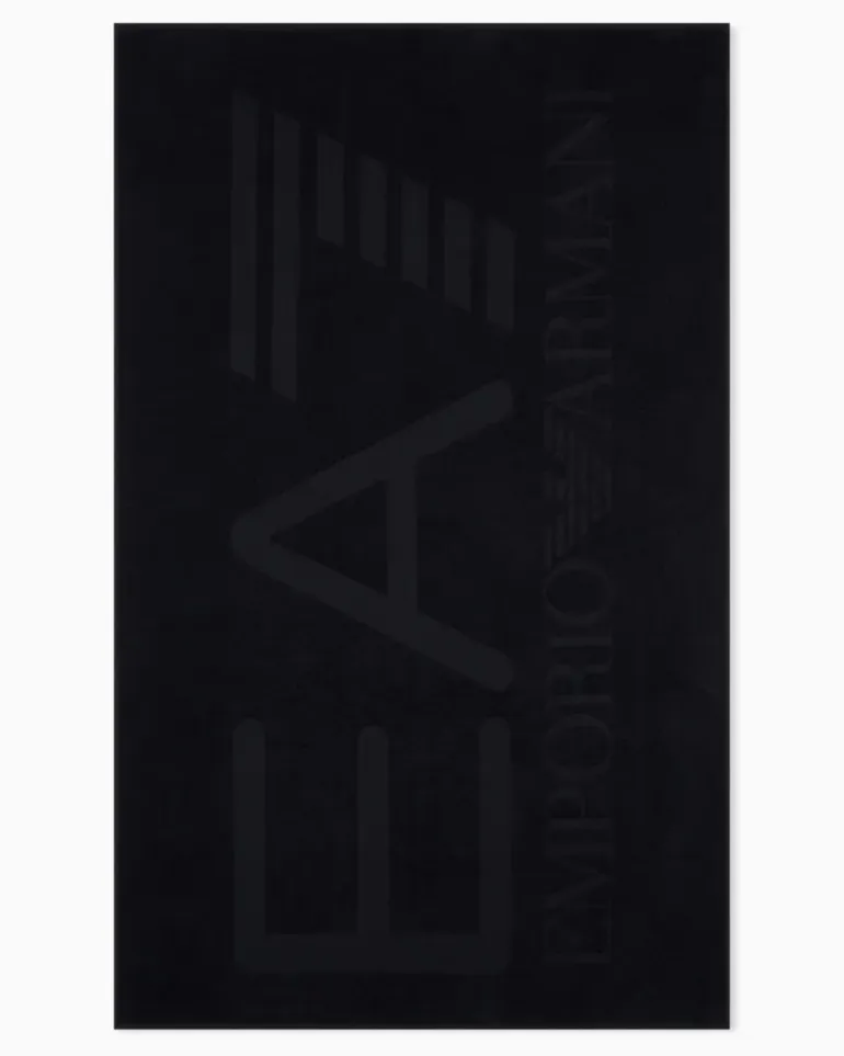 Strandtuch aus Baumwolle mit Logo Schwarz