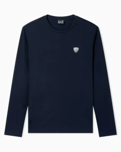 Stretchjersey Langarmshirt mit Schildlogo Premium Shield Blau
