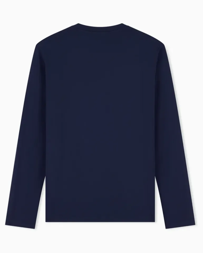Stretchjersey Langarmshirt mit Schildlogo Premium Shield Blau