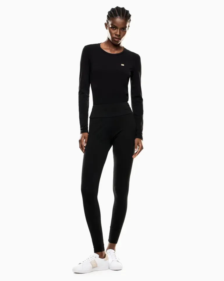 Stretchjersey Langarmshirt aus Baumwolle Core Lady Schwarz