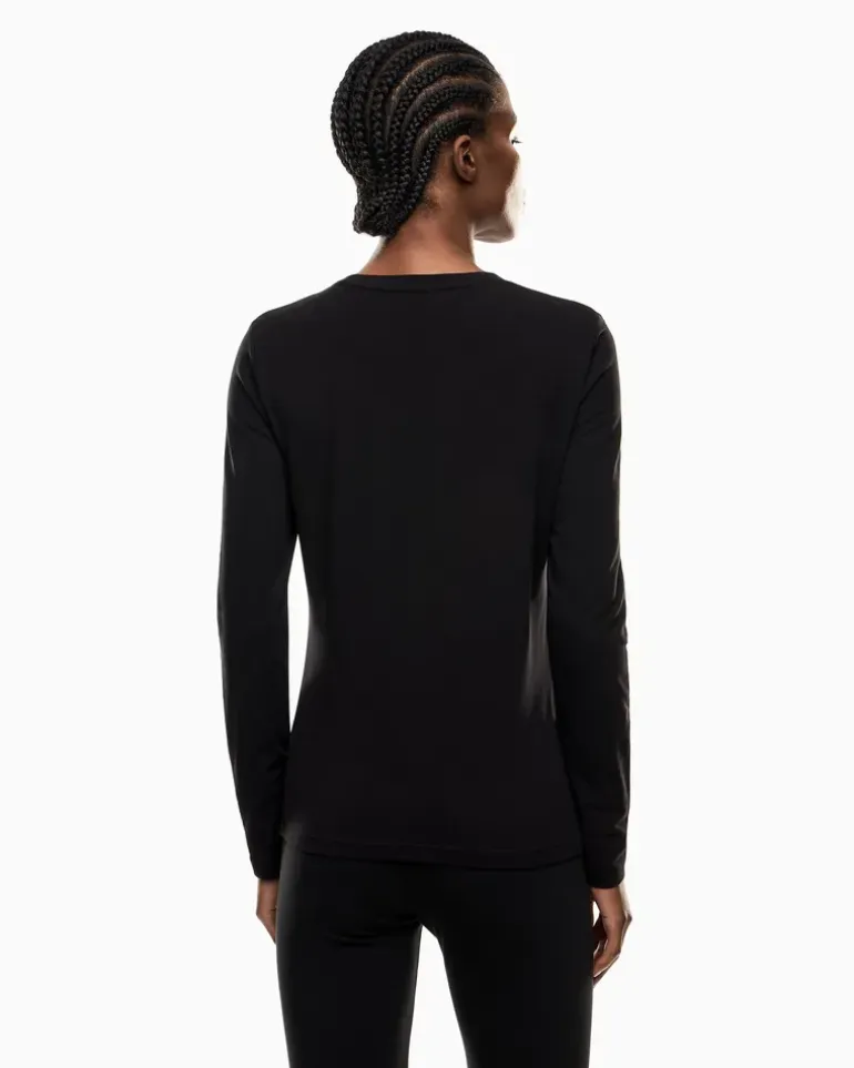 Stretchjersey Langarmshirt aus Baumwolle Core Lady Schwarz