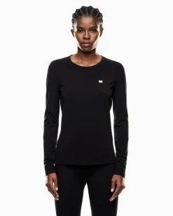 Stretchjersey Langarmshirt aus Baumwolle Core Lady Schwarz