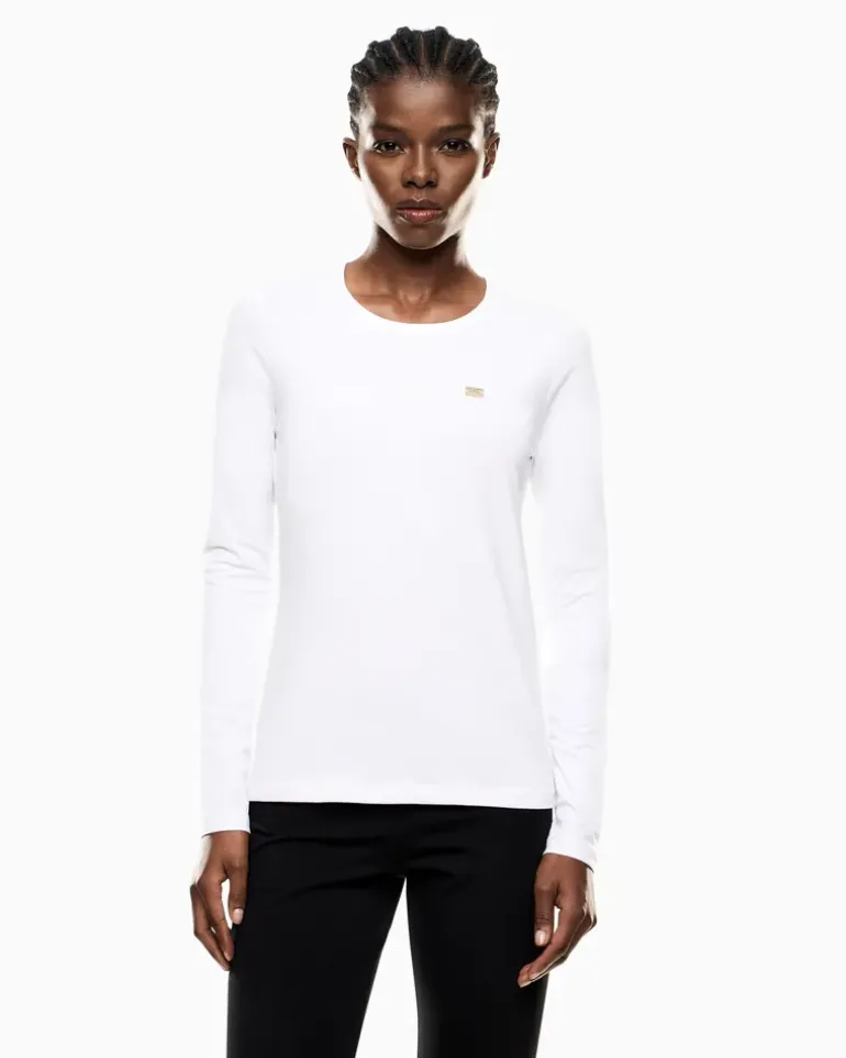Stretchjersey Langarmshirt aus Baumwolle Core Lady Weiß