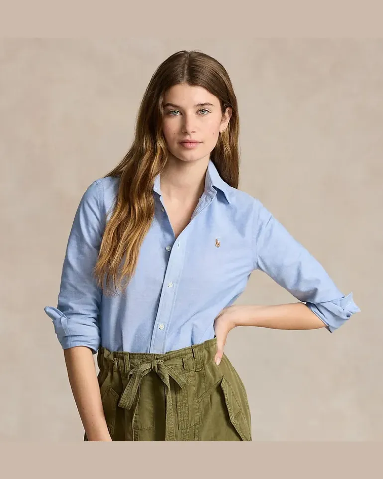 Stretch-Slim-Fit Oxfordhemd Blue