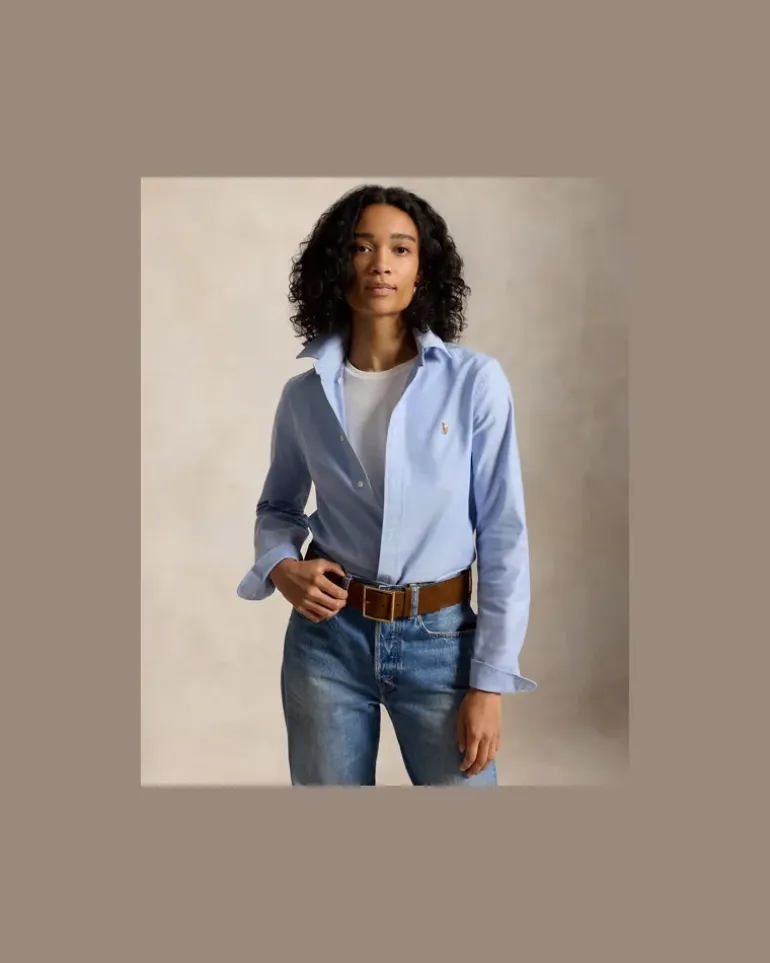 Stretch-Slim-Fit Oxfordhemd Blue