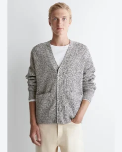 Strickjacke Mit Reissverschluss Und V-Ausschnitt Braun